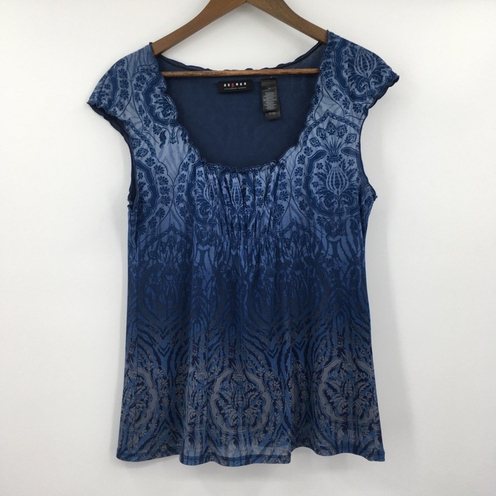Y2K Vintage Babydoll Layered Mesh Top Women M Blue Boho Cottage Whimsigoth Fairy